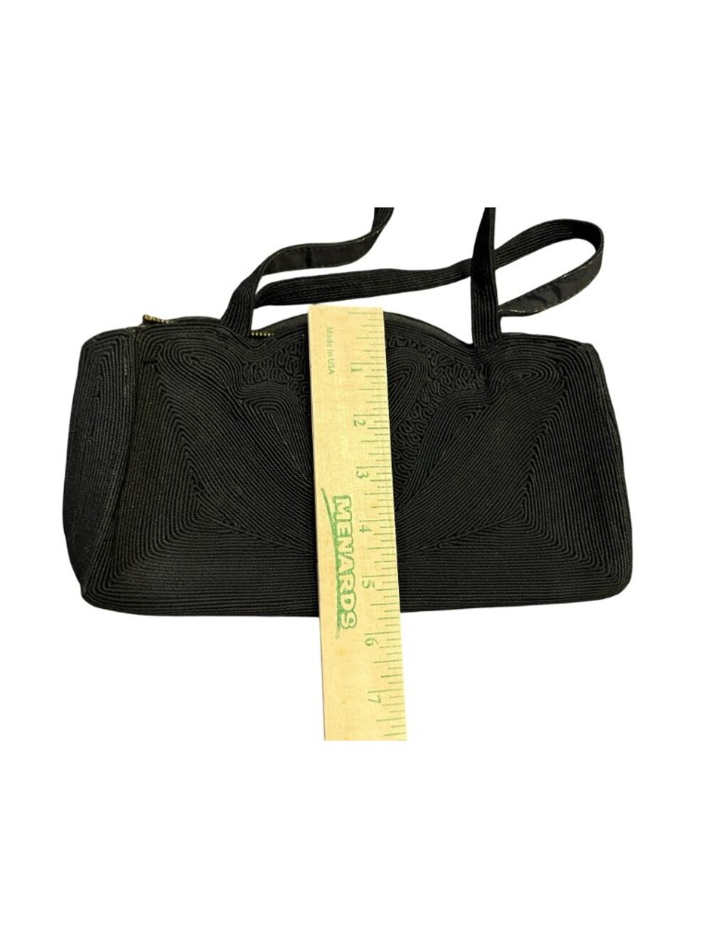 Vintage Corde Black Top Handle Bag Heart Shape Textured Used - Picture 9 of 16